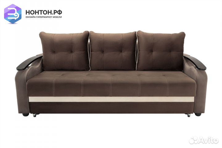 Диван еврокнижка Венеция коричневый / бежевый