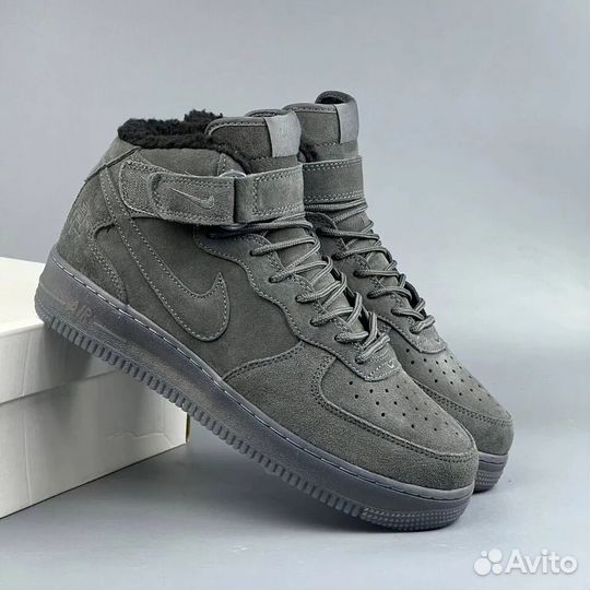 Nike Air Force 1 Mid Grey с Мехом