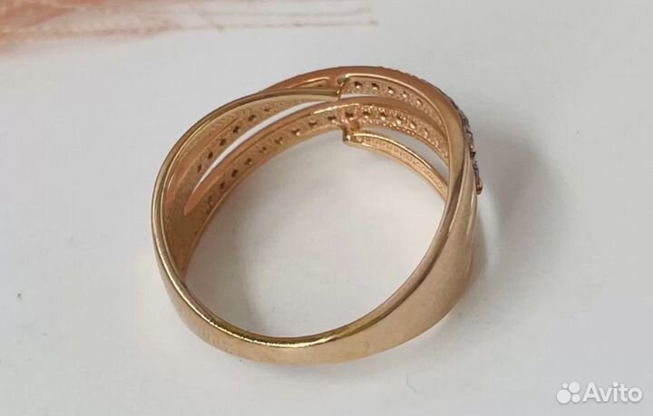 Серебряное позолоченное кольцо 925 пробы16,5