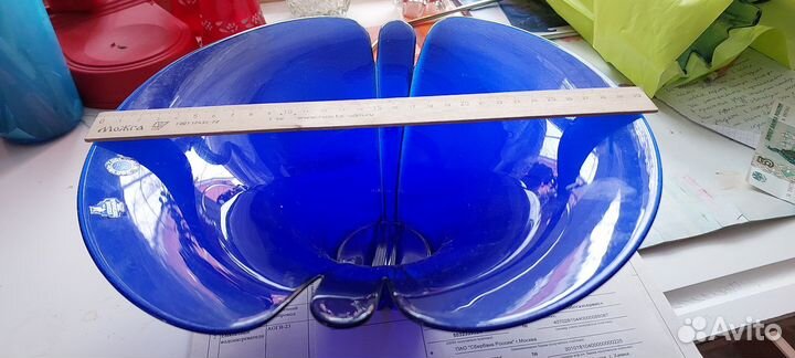 Ваза для фруктов цветное стекло