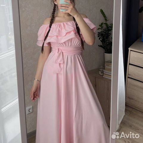Платье макси новое с биркой розовое 46 размер
