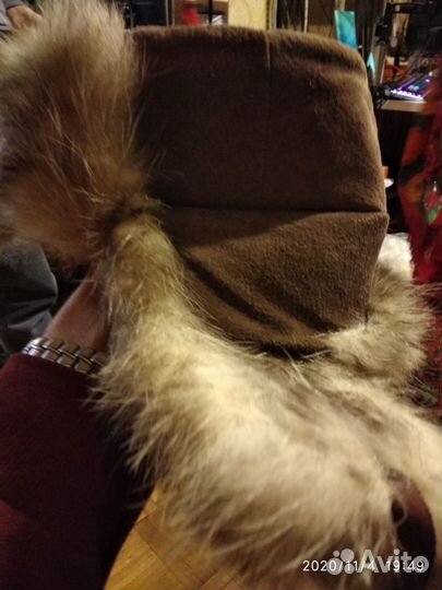 Шапка ушанка меховая подростковая енот