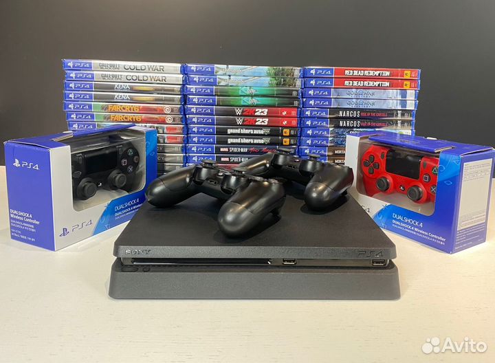 Sony Playstation 4 Slim + 300 игр + Гарантия