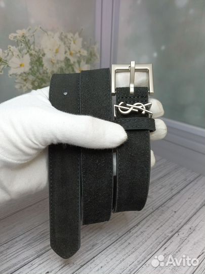 Ремень Ysl женский натуральная замша-кожа люкс