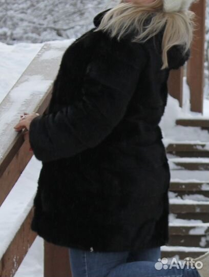 Шуба норковая с капюшоном