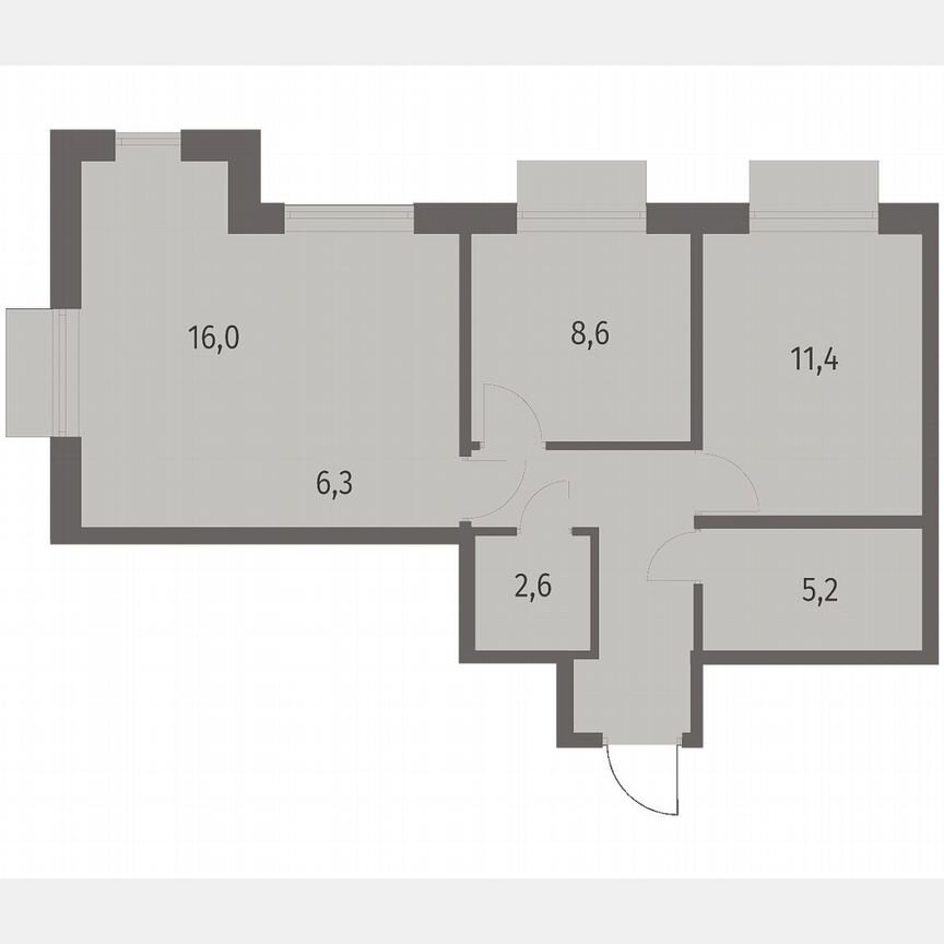 3-к. квартира, 57,5 м², 2/12 эт.