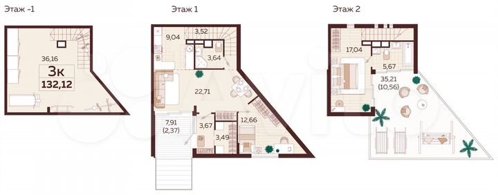 3-к. квартира, 135,8 м², 1/1 эт.