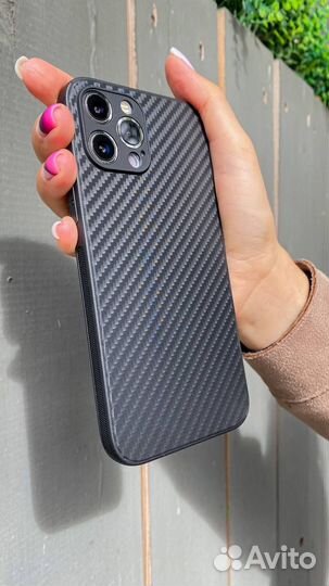 Чехол на Apple iPhone карбоновый черный