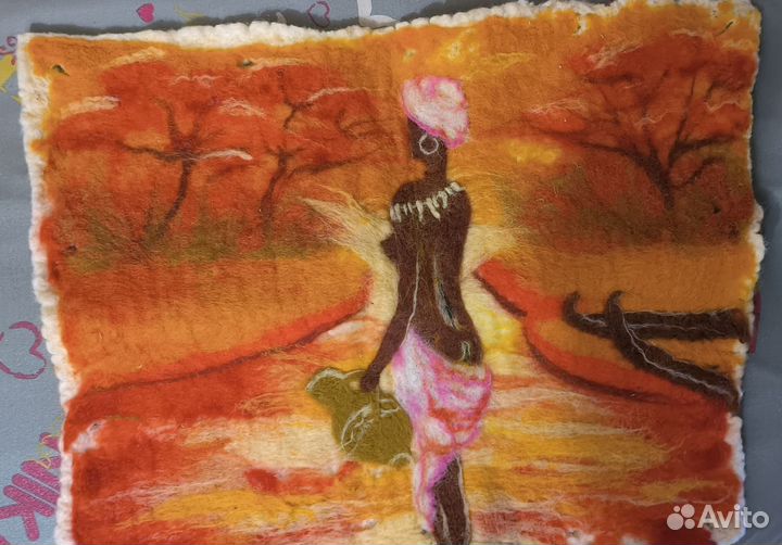 Картина методом валяния. Африканка