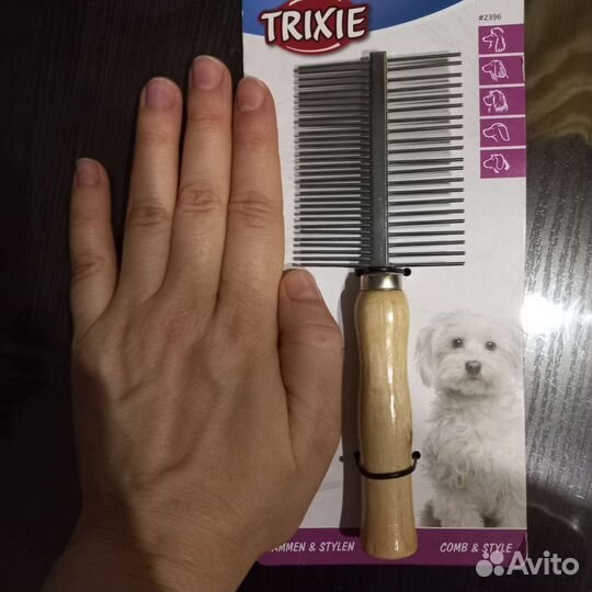 Расческа для собак с деревянной ручкой 18 см