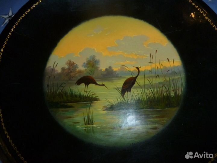 Тарелка Федоскино, лаковая миниатюра