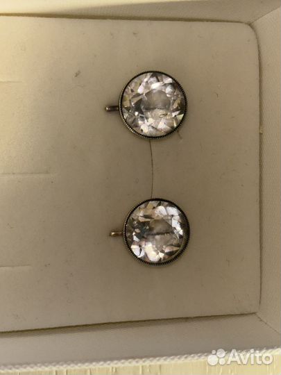Серьги серебро875 горный хрусталь СССР