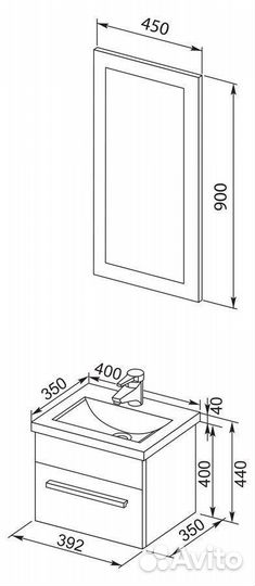 Тумба с раковиной Aquanet Нота 40 лайт
