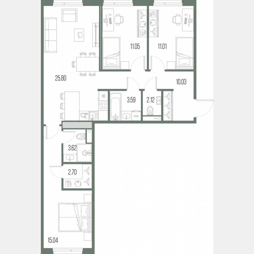 3-к. квартира, 85 м², 8/10 эт.