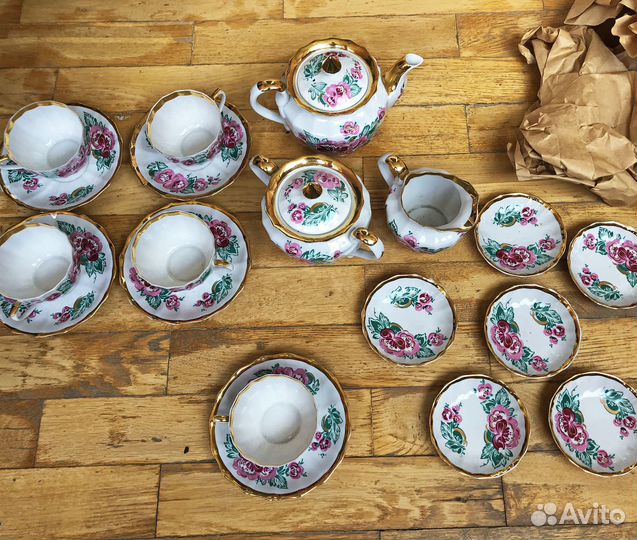 Бронь/ сервиз СССР редкий с позолотой на 5 персон