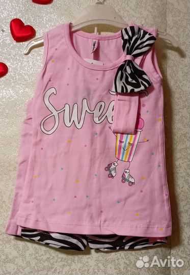 Летний костюм на девочку 1-8 лет