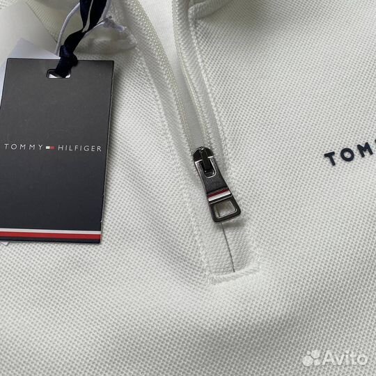 Tommy hilfiger свитшот полузамок белый