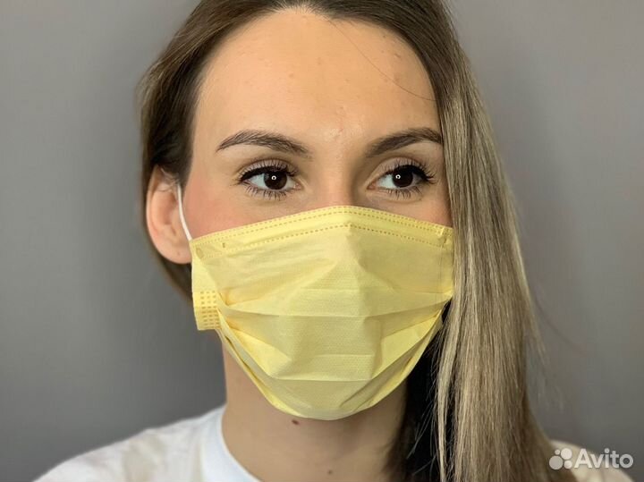 Маска медицинская Желтая 50шт Доставка