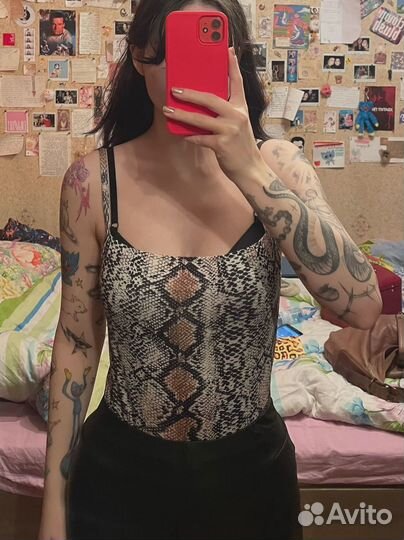 Боди змеиный принт