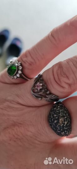 Кольцо серебро СССР с камнем