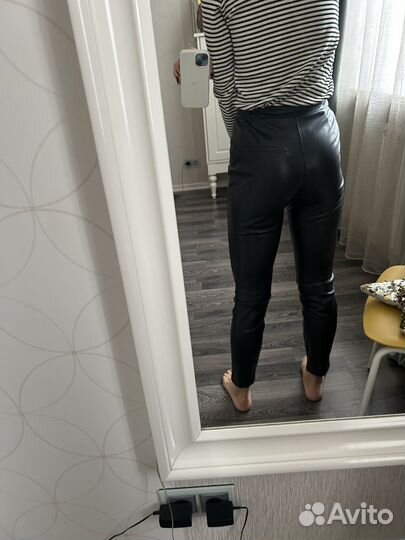 Кожаные брюки mango xs