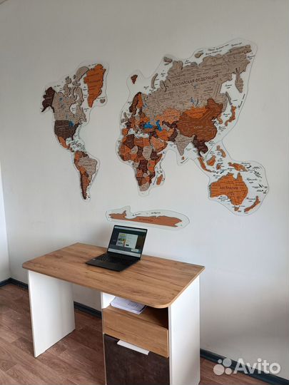 Деревянная карта мира очень подробная 3D