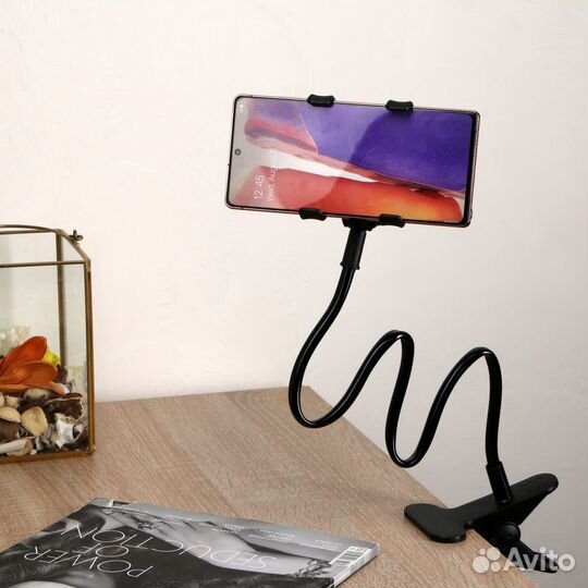 Держатель-прищепка гибкий регулируемый для телефон