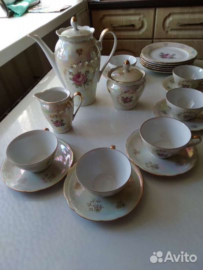 Сервиз кофейный на 6 персон Роза перламутровая