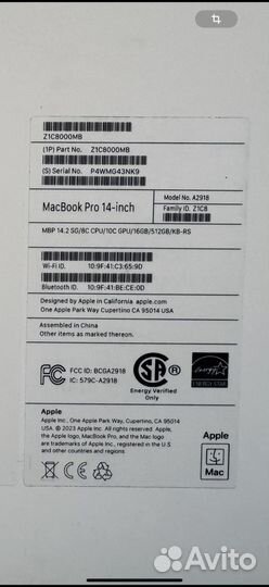 Macbook Pro 14 2023 M3 8 cpu 10 gpu 16gb 512gb RUS