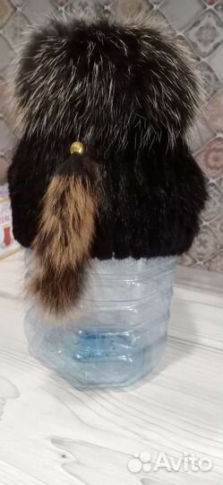 Шапка норковая вязаная женская