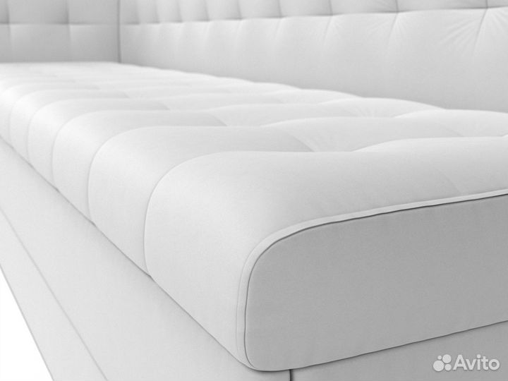 Диван кухонный Бриз с углом слева, экокожа, белый