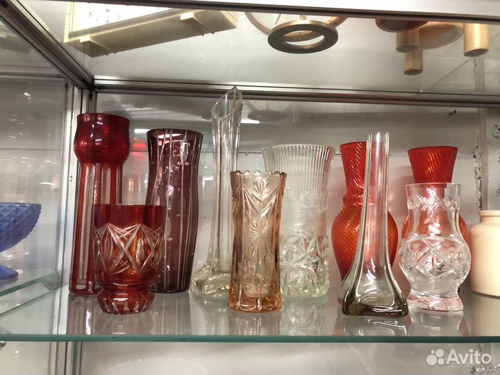 Вазы из цветного стекла СССР