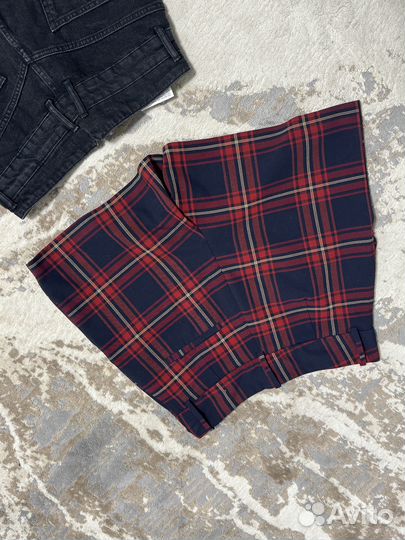 Шорты Zara 46 2шт джинсовые и в клетку