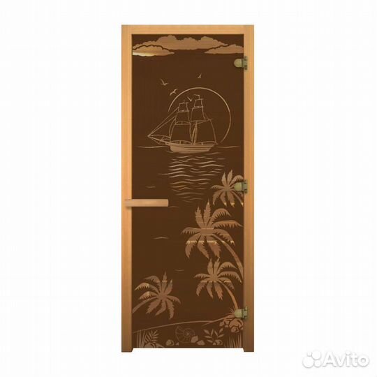 Дверь для Бани стекло Бронза Матовая 