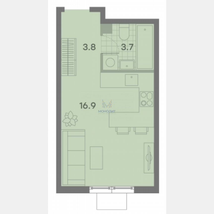 Квартира-студия, 24,4 м², 13/22 эт.