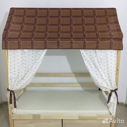 Крыша и шторки для кроватки домика