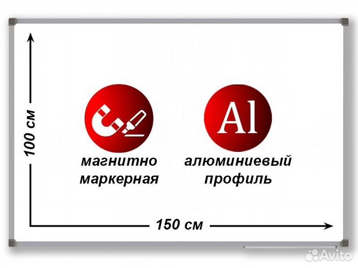 Магнитная доска для маркера 150х100 см, BS новая