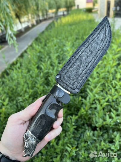 Нож Носорог из дамасской стали на подарок