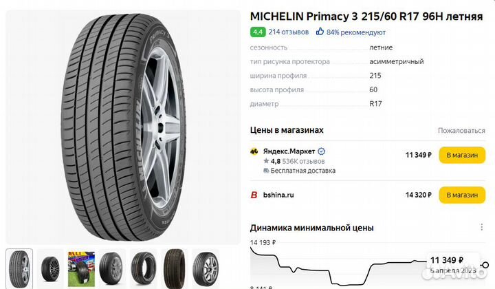 Michelin Primacy 3 215/60 R17