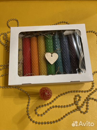 Свечи медовые. Чакровый набор 9шт