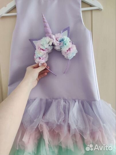 Платье для девочки на выпускной, единорожка 146