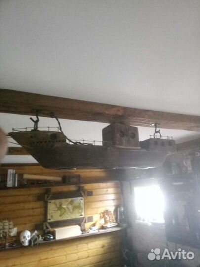 Деревянный светильник корабль