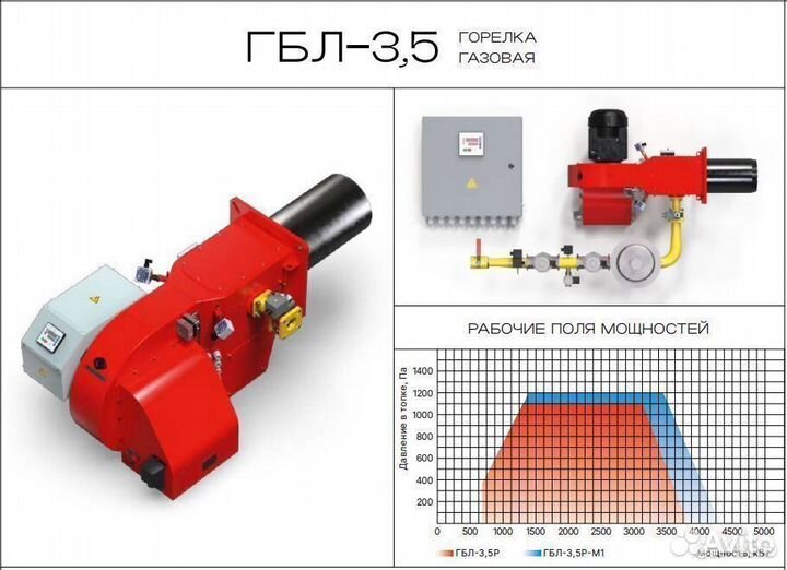 Промышленная газовая горелка гбл-3,5 мвт