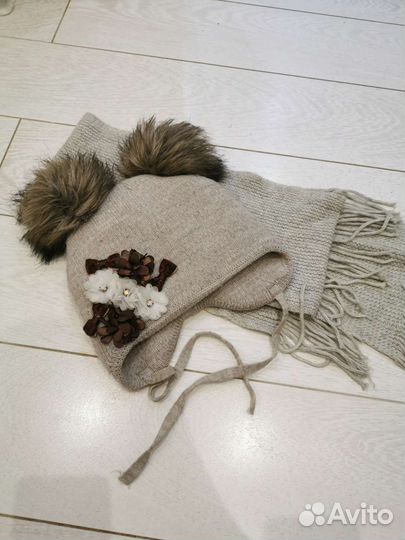 Комплект шапка, шарф для девочки 4/5 лет