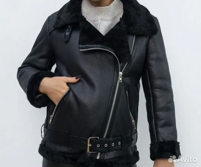 Дубленка авиатор женская 48