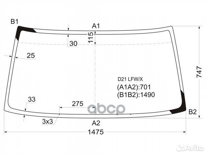Стекло лобовое nissan terrano/datsun pick-UP 89