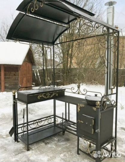 Мангал с крышей лофт