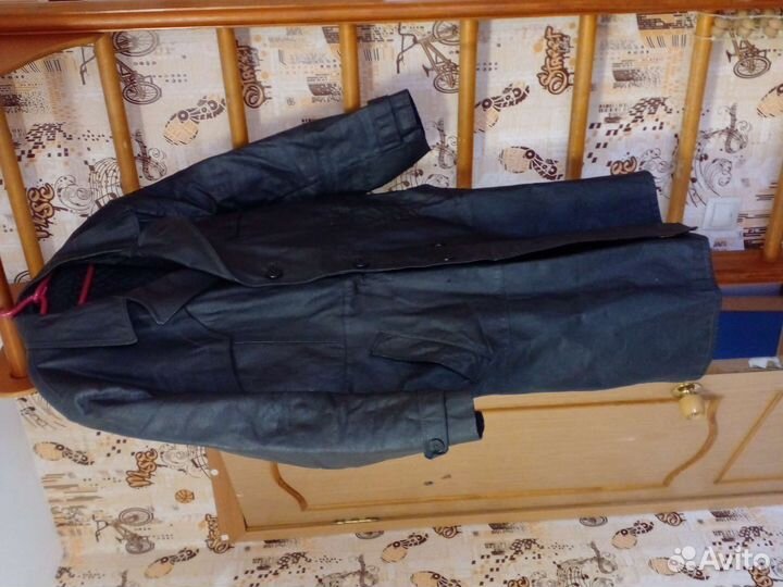 Кожаный плащ мужской длинный