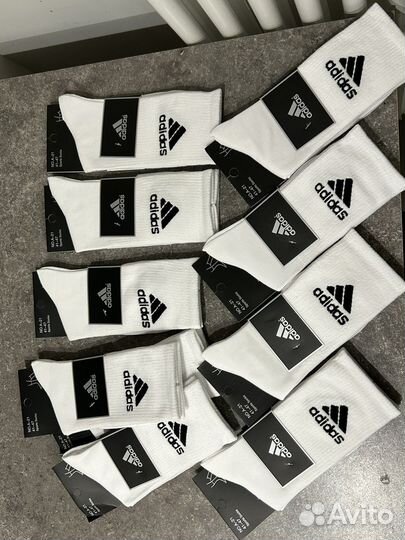 Носки adidas р.41-45 белые высокие