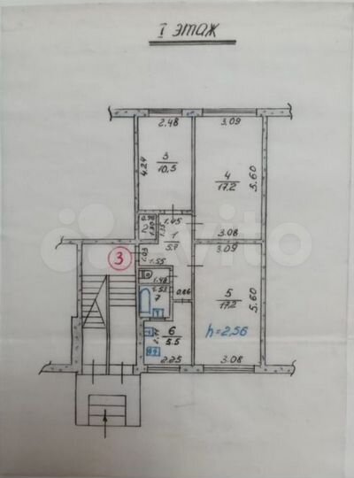 3-к. квартира, 60,7 м², 1/5 эт.